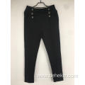 Women's knit button decro trousers